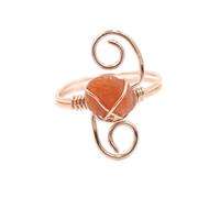 KYINYUECH 1pc Women Ring Natural Stone Irregular Chip Bead Silver Color Wire Wrapped Rings