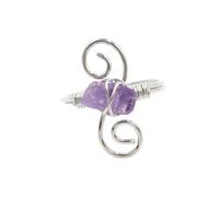 KYINYUECH 1pc Women Ring Natural Stone Irregular Chip Bead Silver Color Wire Wrapped Rings