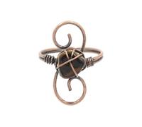 KYINYUECH 1pc Women Ring Natural Stone Irregular Chip Bead Silver Color Wire Wrapped Rings