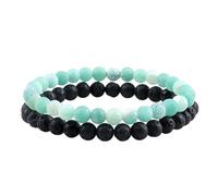 KYINYUECH 1Set Bracelet For Women Couples 6mm Natural Black Matte Blue Beaded Stone Bracelets Men Gifts