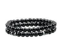 KYINYUECH 1Set Bracelet For Women Couples 6mm Natural Black Matte Blue Beaded Stone Bracelets Men Gifts