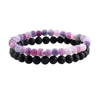 KYINYUECH 1Set Bracelet For Women Couples 6mm Natural Black Matte Blue Beaded Stone Bracelets Men Gifts