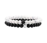 KYINYUECH 1Set Bracelet For Women Couples 6mm Natural Black Matte Blue Beaded Stone Bracelets Men Gifts