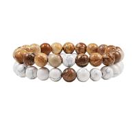 KYINYUECH 2Pcs Man Bracelets Set Of Tiger Eye Stone Peacock Stone White Pine Map Stone Picture Bracelet Set Gift For Women