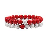 KYINYUECH 2Pcs Man Bracelets Set Of Tiger Eye Stone Peacock Stone White Pine Map Stone Picture Bracelet Set Gift For Women