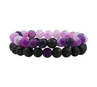 KYINYUECH 2Pcs Man Bracelets Set Of Tiger Eye Stone Peacock Stone White Pine Map Stone Picture Bracelet Set Gift For Women