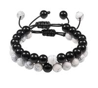 KYINYUECH 2PCS/Set Braided Bracelets Men Natural Stone YingYang Lava Bead Bracelet Bangles Couple Gift Set Unisex