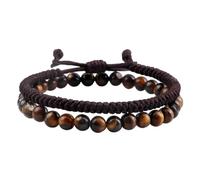 KYINYUECH 2pcs/Set Braided String Men’s Bracelets 6mm Natural Stone Round Beaded Elastic Rope For Women Gift