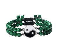 KYINYUECH 2Pcs/set Tai Chi Yin Yang Bracelets 6mm Tiger Eye Black Lava Adjustable Couple For Women Gifts