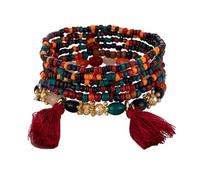 KYINYUECH 6Pcs Bohemian Beaded Bracelet Set For Women Tassels Colourful Seed Beads Chain Boho Ethnic Bracelet