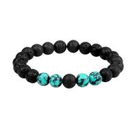 KYINYUECH Couples Beaded Bracelet 8mm Natural Black Lava Stone Hematite Bracelets For Women Men Gift