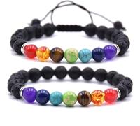 KYINYUECH Natural Lava Rock Bracelet Set For Men Women Stone Bead Chain Handmade Bangle
