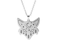 KYINYUECH Stainless Steel Pendant Necklace Rabbit Bear Eagle Dog Fox Wolf Scenery Moon Sun Tree Chain Necklaces For Women