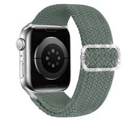 KYISGOS Stretchy Solo Loop Compatible with Apple Watch Band 42mm 41mm 40mm 38mm Women, Nylon Strap with Bling Pearl and Diamond Buckle for iWatch Series 11 10 9 8 7 6 5 4 3 2 1 SE (Cactus/Silver)