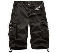 Kyisoy Men's Casual Loose Fit Multi-Pockets Military Cargo Shorts Cotton Lightweight Outdoor Twill Cargo Shorts Pants, Dark Grey, 38