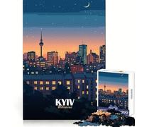 Kyiv, Ukraine Cityscape at Night Teenager Jigsaw Puzzles 1000 Pieces Smart Training Light Recreation Flawless Cut Festive Surprise size 38x26cm