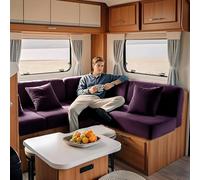KYJSW Caravan Sofa Seat Covers Velvet Stretch Non-Slip RV Dinette Cushion Cover With Elastic Strap Couch Slipcovers For Camper Car Bench (Purple,W 150-190 cm, D 50-70 cm)