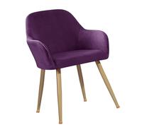 KYJSW Curved Back Dining Chair Cover Removable Velvet Stretch Armrest Chair Slipcovers Chair Leg Protectors For Kitchen Living Room Bar Stool (Purple,2 PCS)