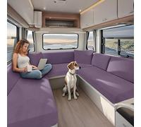 KYJSW High Stretch Caravan Couch Seat Cover Backrest Cover Double Non-Slip RV Dinette Cushion Covers With Elasticated And Tie-Down Straps (Purple,W 60-90 cm, D 30-50 cm)