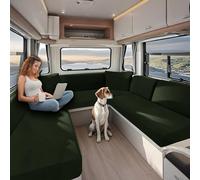 KYJSW High Stretch Caravan Couch Seat Cover Backrest Cover Double Non-Slip RV Dinette Cushion Covers With Elasticated And Tie-Down Straps (Army green,W 95-135 cm, D 65-95 cm)