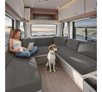 KYJSW High Stretch Caravan Couch Seat Cover Backrest Cover Double Non-Slip RV Dinette Cushion Covers With Elasticated And Tie-Down Straps (Taupe,W 50-70 cm, D 50-70 cm)