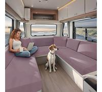 KYJSW High Stretch Caravan Couch Seat Cover Backrest Cover Double Non-Slip RV Dinette Cushion Covers With Elasticated And Tie-Down Straps (Pink,W 95-135 cm, D 65-95 cm)