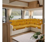 KYJSW Printed Sofa Seat Cushion Cover, Stretch Non Slip RV Dinette Cushion Covers With 2 Straps, For Couch/Caravan/Camper/Car/Bench (Gold,W 135-165cm, D 65-95cm)