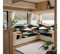 KYJSW Printed Sofa Seat Cushion Cover, Stretch Non Slip RV Dinette Cushion Covers With 2 Straps, For Couch/Caravan/Camper/Car/Bench (Green,W 135-165cm, D 65-95cm)
