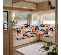 KYJSW Printed Sofa Seat Cushion Cover, Stretch Non Slip RV Dinette Cushion Covers With 2 Straps, For Couch/Caravan/Camper/Car/Bench (Orange,W 50-63cm, D 50-65cm)
