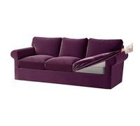 KYJSW Stretch Ektorp Sofa Cover with Separate Seat Cushions and Backrests Covers Velvet Sofa Slipcovers with Elastic Band 1 2 3 4 Seater Set (Purple,3 Seat Set 7 PCS)