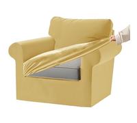 KYJSW Stretch Ektorp Sofa Cover with Separate Seat Cushions and Backrests Covers Velvet Sofa Slipcovers with Elastic Band 1 2 3 4 Seater Set (Lemon,1 Seat Set 3 PCS)