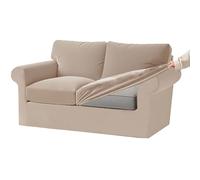 KYJSW Stretch Ektorp Sofa Cover with Separate Seat Cushions and Backrests Covers Velvet Sofa Slipcovers with Elastic Band 1 2 3 4 Seater Set (Sand color,2 Seat Set 5 PCS)