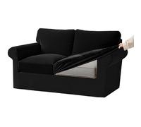 KYJSW Stretch Ektorp Sofa Cover with Separate Seat Cushions and Backrests Covers Velvet Sofa Slipcovers with Elastic Band 1 2 3 4 Seater Set (Black,2 Seat Set 5 PCS)
