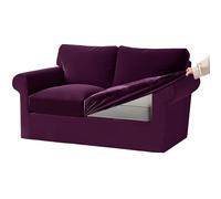 KYJSW Stretch Ektorp Sofa Cover with Separate Seat Cushions and Backrests Covers Velvet Sofa Slipcovers with Elastic Band 1 2 3 4 Seater Set (Purple,2 Seat Set 5 PCS)