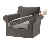 KYJSW Stretch Ektorp Sofa Cover with Separate Seat Cushions and Backrests Covers Velvet Sofa Slipcovers with Elastic Band 1 2 3 4 Seater Set (Grey,1 Seat Set 3 PCS)