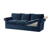KYJSW Stretch Ektorp Sofa Cover with Separate Seat Cushions and Backrests Covers Velvet Sofa Slipcovers with Elastic Band 1 2 3 4 Seater Set (Dark blue,Large 3 Seat Set 7 PCS)