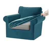 KYJSW Stretch Ektorp Sofa Cover with Separate Seat Cushions and Backrests Covers Velvet Sofa Slipcovers with Elastic Band 1 2 3 4 Seater Set (Teal,1 Seat Set 3 PCS)