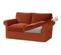 KYJSW Stretch Ektorp Sofa Cover with Separate Seat Cushions and Backrests Covers Velvet Sofa Slipcovers with Elastic Band 1 2 3 4 Seater Set (Orange,Large 2 Seat Set 5 PCS)