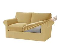 KYJSW Stretch Ektorp Sofa Cover with Separate Seat Cushions and Backrests Covers Velvet Sofa Slipcovers with Elastic Band 1 2 3 4 Seater Set (Lemon,Large 2 Seat Set 5 PCS)