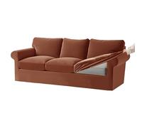 KYJSW Stretch Ektorp Sofa Cover with Separate Seat Cushions and Backrests Covers Velvet Sofa Slipcovers with Elastic Band 1 2 3 4 Seater Set (Dark Orange,3 Seat Set 7 PCS)