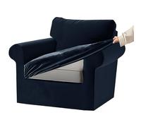 KYJSW Stretch Ektorp Sofa Cover with Separate Seat Cushions and Backrests Covers Velvet Sofa Slipcovers with Elastic Band 1 2 3 4 Seater Set (Navy blue,1 Seat Set 3 PCS)