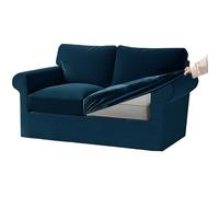 KYJSW Stretch Ektorp Sofa Cover with Separate Seat Cushions and Backrests Covers Velvet Sofa Slipcovers with Elastic Band 1 2 3 4 Seater Set (Dark blue,2 Seat Set 5 PCS)