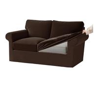 KYJSW Stretch Ektorp Sofa Cover with Separate Seat Cushions and Backrests Covers Velvet Sofa Slipcovers with Elastic Band 1 2 3 4 Seater Set (Dark brown,Large 2 Seat Set 5 PCS)