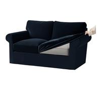 KYJSW Stretch Ektorp Sofa Cover with Separate Seat Cushions and Backrests Covers Velvet Sofa Slipcovers with Elastic Band 1 2 3 4 Seater Set (Navy blue,Large 2 Seat Set 5 PCS)