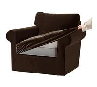 KYJSW Stretch Ektorp Sofa Cover with Separate Seat Cushions and Backrests Covers Velvet Sofa Slipcovers with Elastic Band 1 2 3 4 Seater Set (Dark brown,1 Seat Set 3 PCS)
