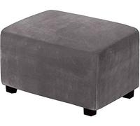 KYJSW Velvet Stretch Ottoman Covers, Stretchable Rectangular Footstool Cover, Folding Pedal Cover, Washable Living Room Furniture Protective Cover (Gray,Large)