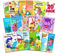 Kylebiuu Pack of 20 mini colouring books for children, unicorns, dinosaurs, mermaids, great colouring books, party bags, colouring books for DIY