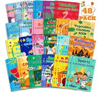 Kylebiuu Pack of 48 Mini Colouring Books, Unicorns, Christmas, Toys, Cars, Great Colouring Books, Party Bags, Colouring Books for DIY