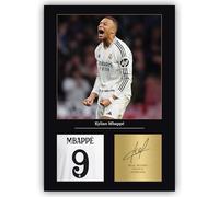 Kylian Mbappe Signed A4 Print Display Framed Real Madrid Gift For Boys Digitally Reproduced Signature Mbappe Gifts For Boys Real Madrid Gifts (Framed)