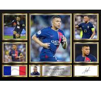 Kylian Mbappe Signed Autograph Photograph Display - Perfect for Football Fans, A3 Poster Print (420x297mm) - Limited Edition Autograph Fan Gift - Collectible Memorabilia Merchandise